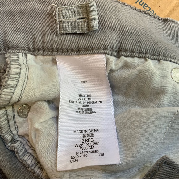 LEVI’S Boys Skinny Jeans Size 12 Regular 26x26 Gray Denim Pants Red Tab Stretchy - Picture 4 of 8